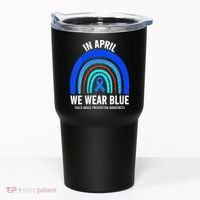 Elephant butterfly Child Abuse Awareness Blue Ribbon Tumbler thumb 0