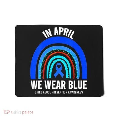 Elephant butterfly Child Abuse Awareness Blue Ribbon Mousepad