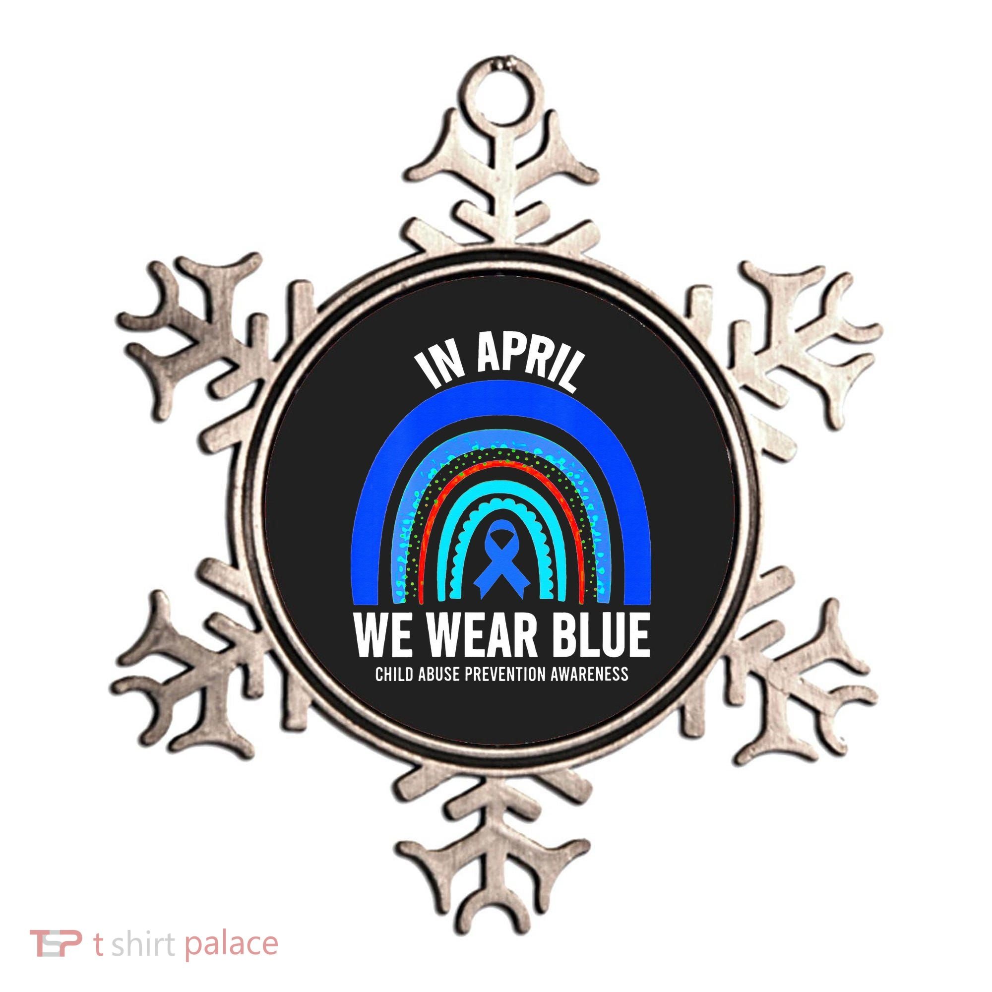 Elephant butterfly Child Abuse Awareness Blue Ribbon Ornament