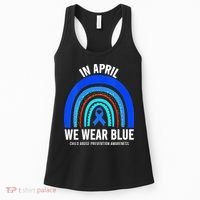 Elephant butterfly Child Abuse Awareness Blue Ribbon Women's Tank Top thumb 0