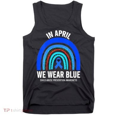 Elephant butterfly Child Abuse Awareness Blue Ribbon Tank Top