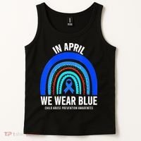 Elephant butterfly Child Abuse Awareness Blue Ribbon Tank Top thumb 2