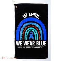 Elephant butterfly Child Abuse Awareness Blue Ribbon Golf Towel thumb 0