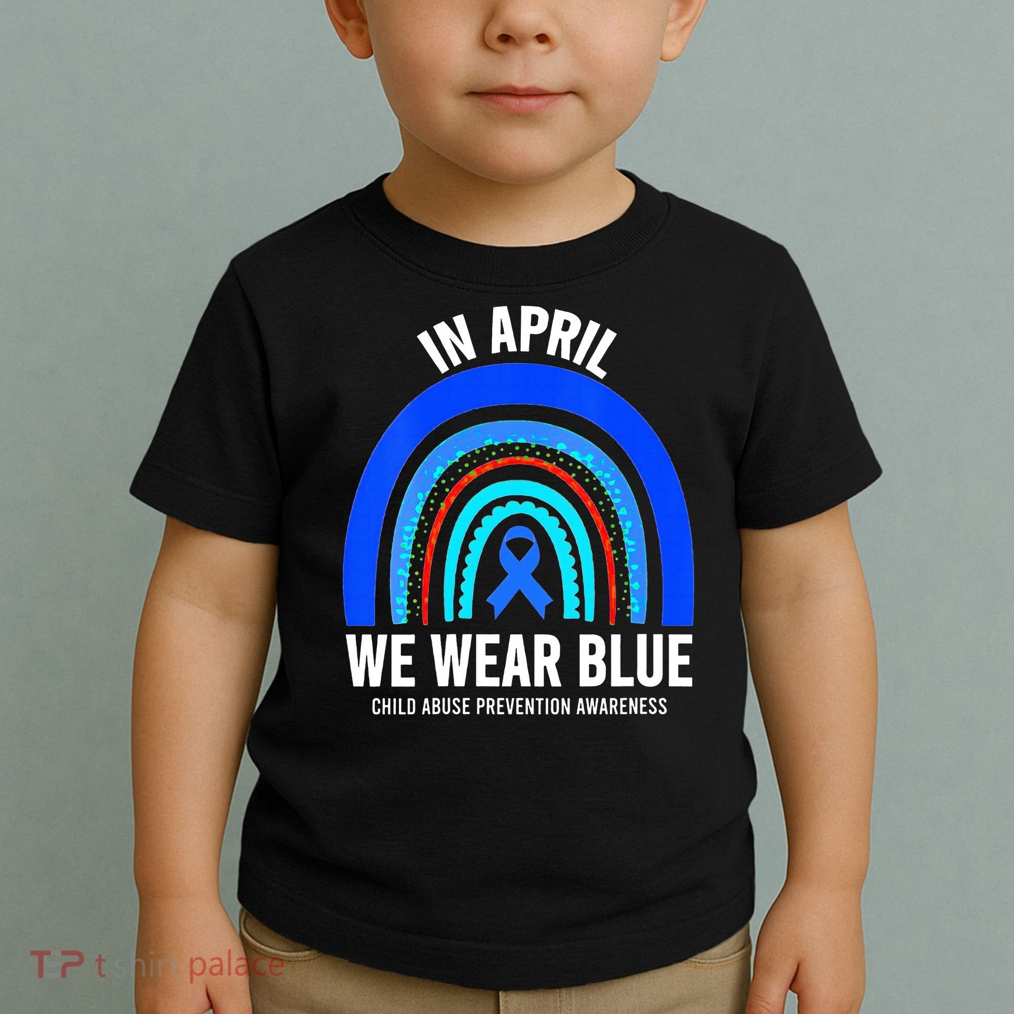 Elephant butterfly Child Abuse Awareness Blue Ribbon Toddler T-Shirt