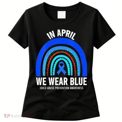 Elephant butterfly Child Abuse Awareness Blue Ribbon Women's T-Shirt