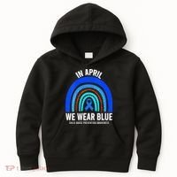 Elephant butterfly Child Abuse Awareness Blue Ribbon Kids Hoodie thumb 0