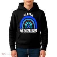 Elephant butterfly Child Abuse Awareness Blue Ribbon Kids Hoodie thumb 4