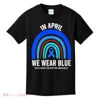 Elephant butterfly Child Abuse Awareness Blue Ribbon Kids T-Shirt thumb 0