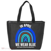Elephant butterfly Child Abuse Awareness Blue Ribbon Tote Bag thumb 0