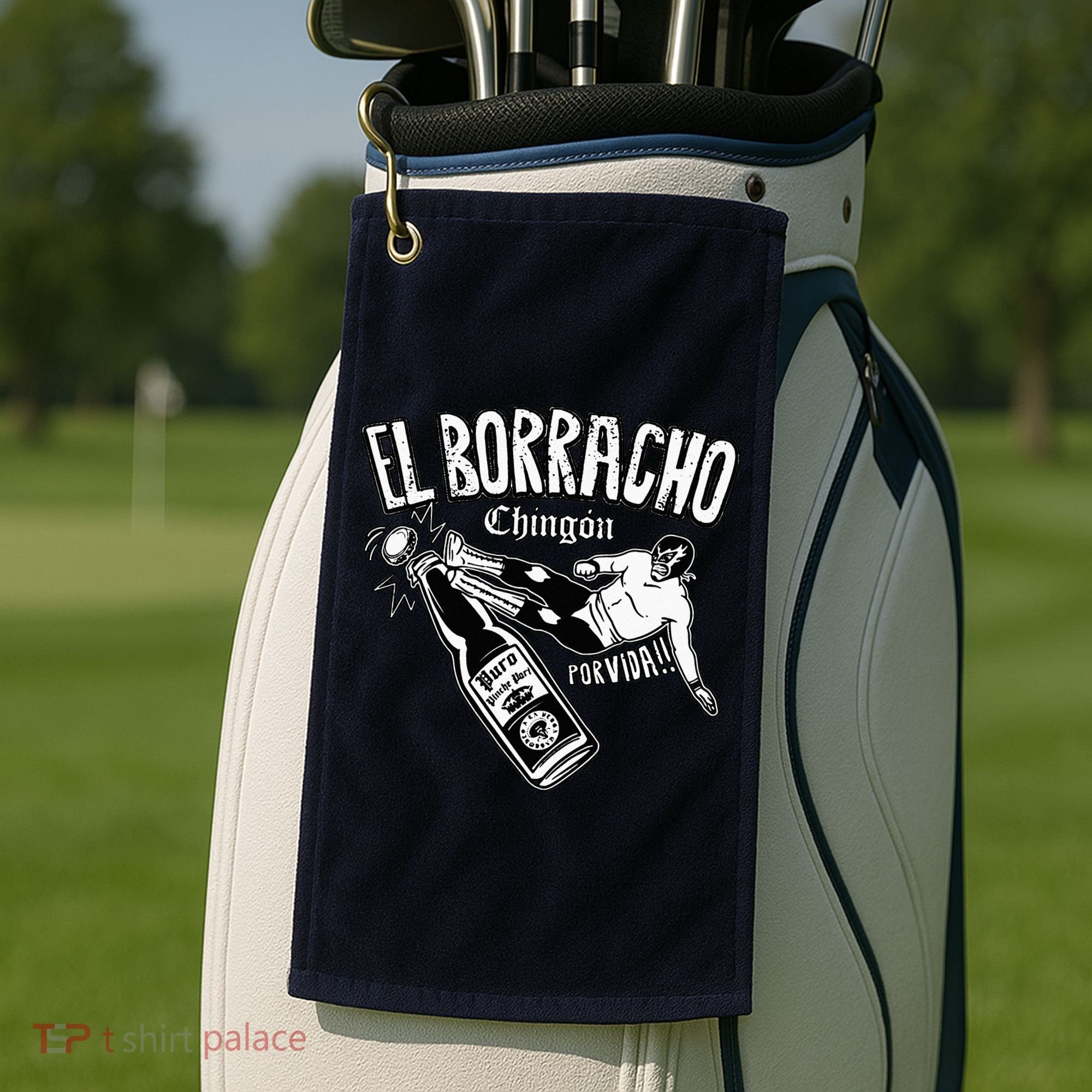 El Borracho Chingon Mexican Drinking Cinco De Mayo Golf Towel