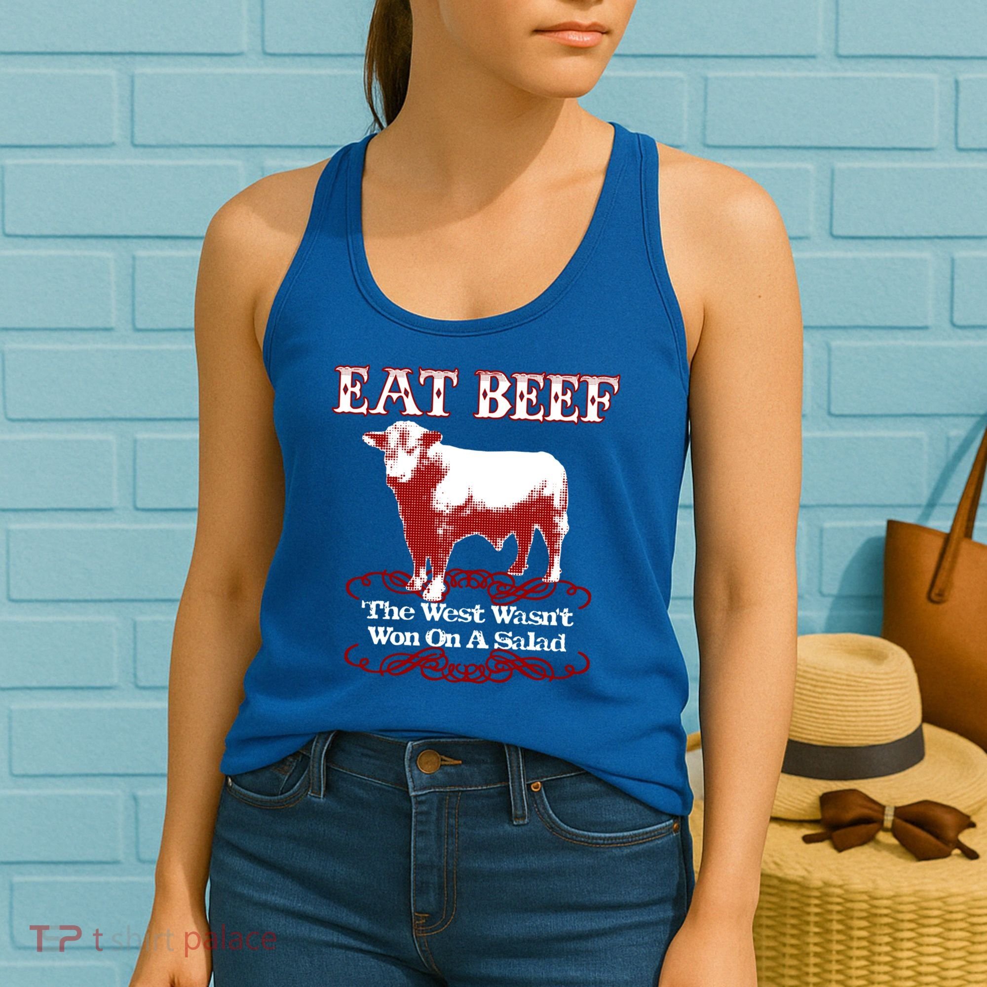 Eat Beef Cool Gift West Wasn't Won On Salad Hereford Cool Gift Women's Tank Top