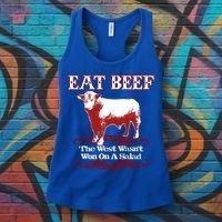 Eat Beef Cool Gift West Wasn't Won On Salad Hereford Cool Gift Women's Tank Top thumb 3