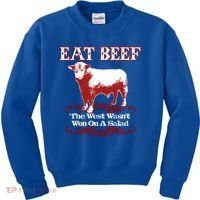 Eat Beef Cool Gift West Wasn't Won On Salad Hereford Cool Gift Kids Sweatshirt thumb 0