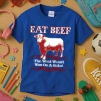 Eat Beef Cool Gift West Wasn't Won On Salad Hereford Cool Gift Kids T-Shirt thumb 3