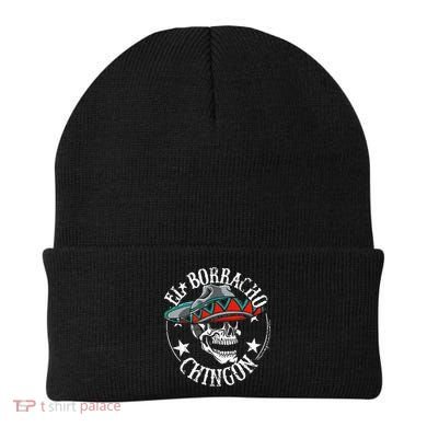 El Borracho Chingon Sugar Skull Cinco De Mayo Beanie