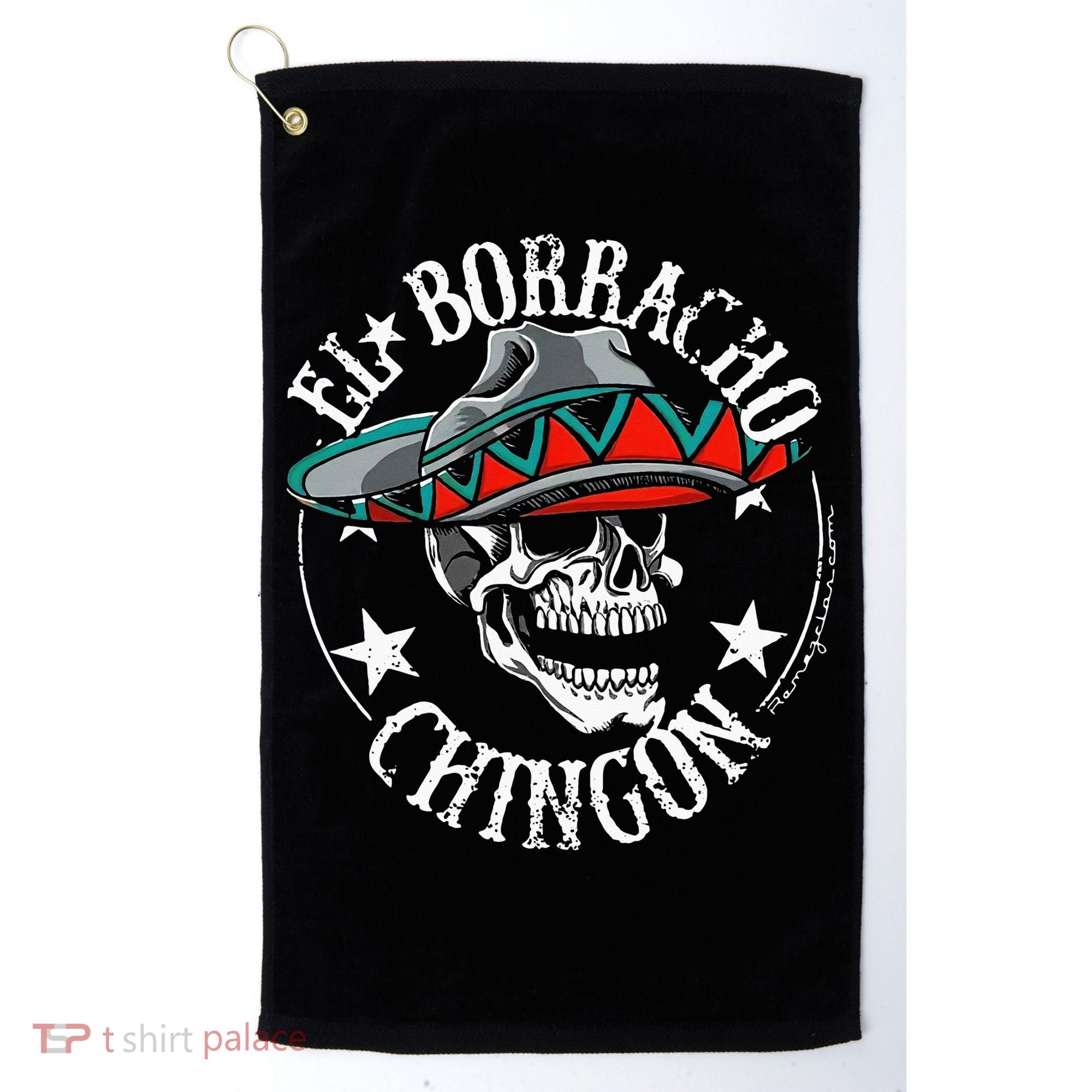 El Borracho Chingon Sugar Skull Cinco De Mayo Golf Towel