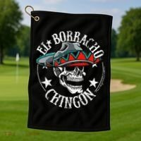 El Borracho Chingon Sugar Skull Cinco De Mayo Golf Towel thumb 1