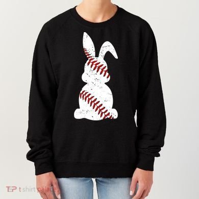 Easter Baseball Cute Easter Bunny With Baseball Easter Cool Gift Women's Sweatshirt