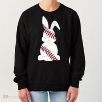 Easter Baseball Cute Easter Bunny With Baseball Easter Cool Gift Women's Sweatshirt thumb 0
