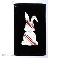Easter Baseball Cute Easter Bunny With Baseball Easter Cool Gift Golf Towel thumb 0