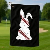 Easter Baseball Cute Easter Bunny With Baseball Easter Cool Gift Golf Towel thumb 1