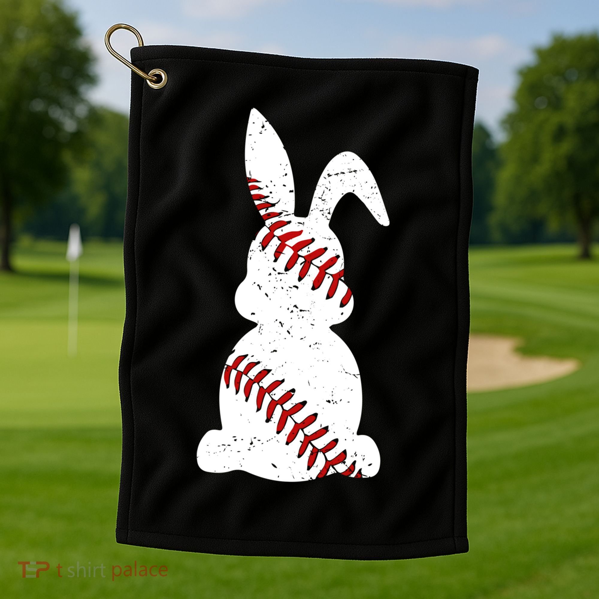 Easter Baseball Cute Easter Bunny With Baseball Easter Cool Gift Golf Towel
