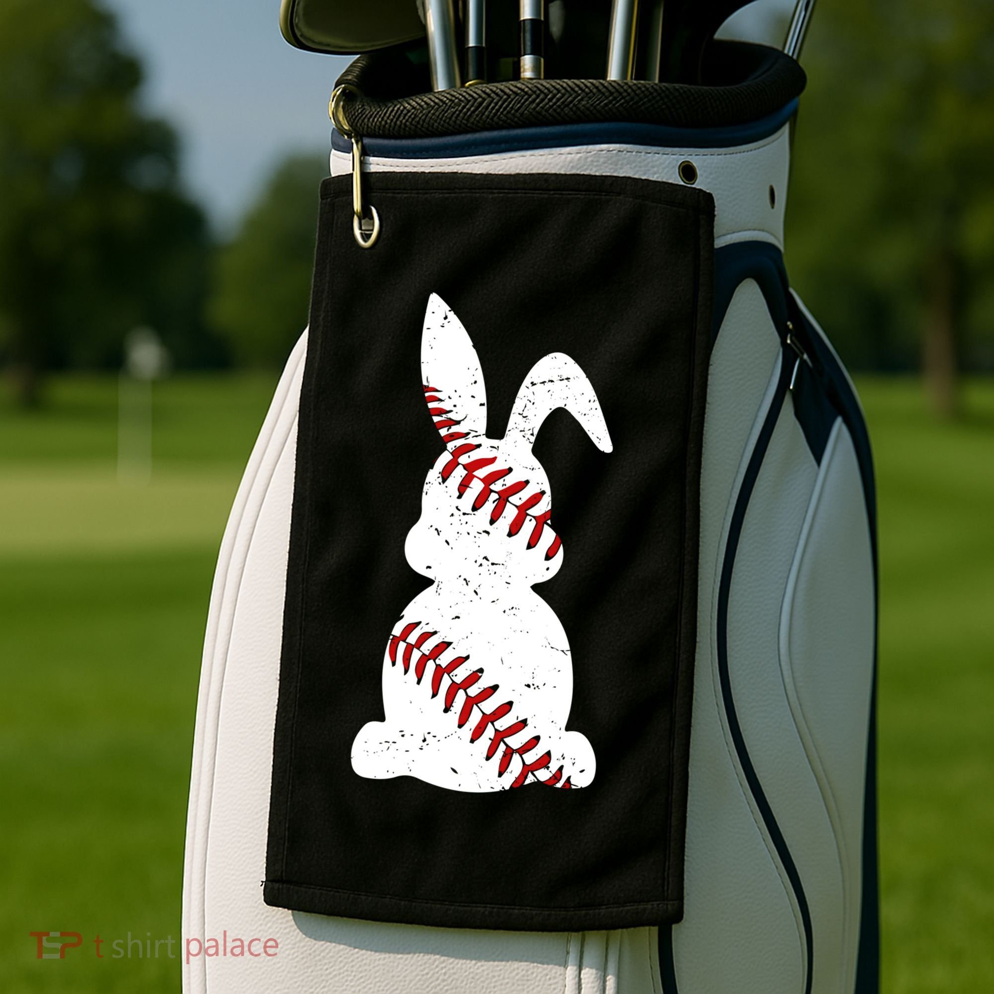 Easter Baseball Cute Easter Bunny With Baseball Easter Cool Gift Golf Towel