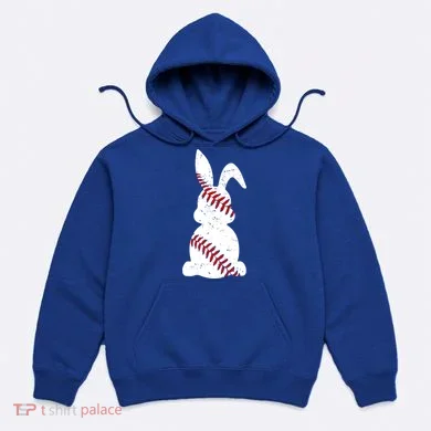 Easter Baseball Cute Easter Bunny With Baseball Easter Cool Gift Hoodie