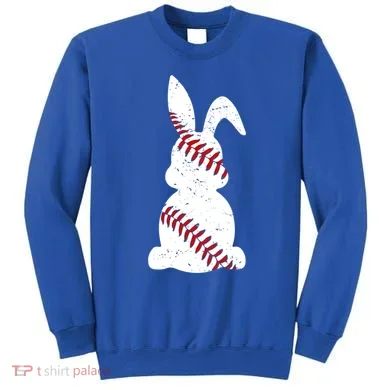 Easter Baseball Cute Easter Bunny With Baseball Easter Cool Gift Sweatshirt