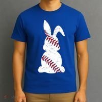 Easter Baseball Cute Easter Bunny With Baseball Easter Cool Gift T-Shirt thumb 3