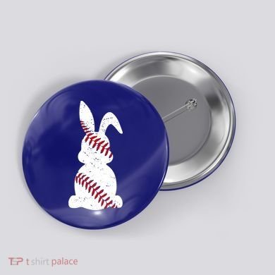 Easter Baseball Cute Easter Bunny With Baseball Easter Cool Gift Button