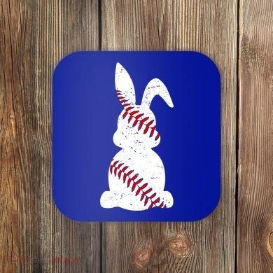 Easter Baseball Cute Easter Bunny With Baseball Easter Cool Gift Coaster