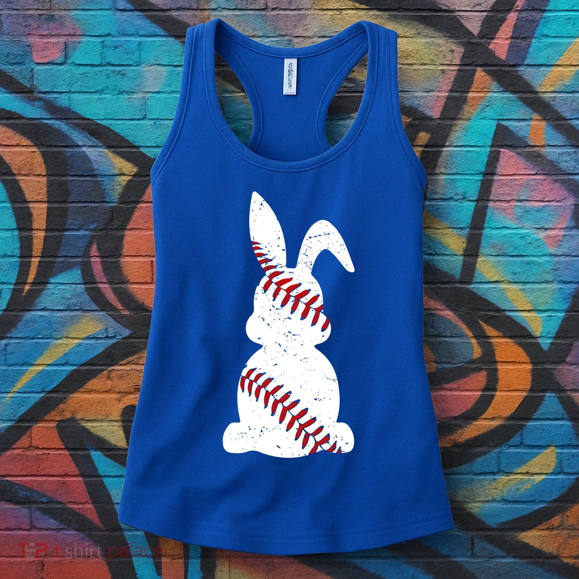 Easter Baseball Cute Easter Bunny With Baseball Easter Cool Gift Women's Tank Top