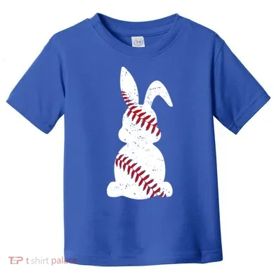 Easter Baseball Cute Easter Bunny With Baseball Easter Cool Gift Toddler T-Shirt