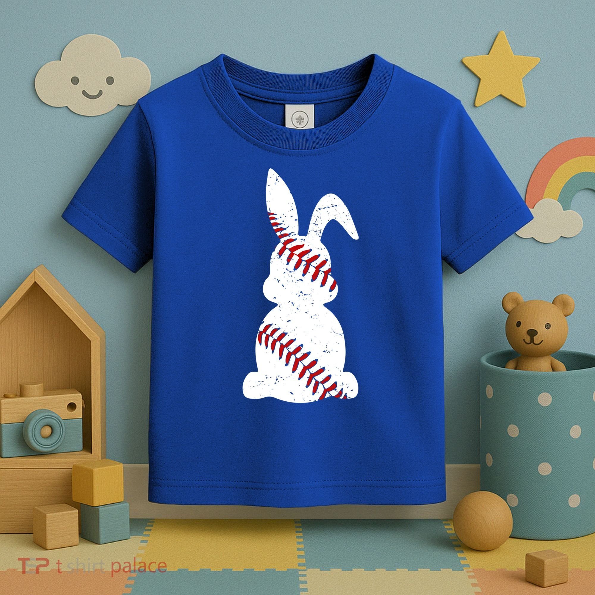 Easter Baseball Cute Easter Bunny With Baseball Easter Cool Gift Toddler T-Shirt