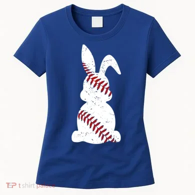 Easter Baseball Cute Easter Bunny With Baseball Easter Cool Gift Women's T-Shirt
