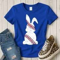 Easter Baseball Cute Easter Bunny With Baseball Easter Cool Gift Women's T-Shirt thumb 3