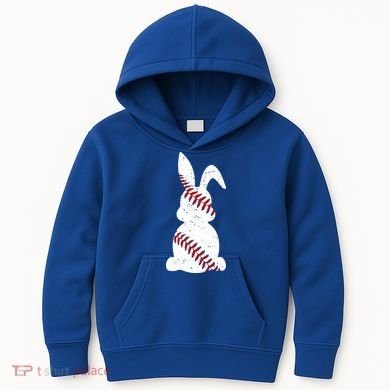 Easter Baseball Cute Easter Bunny With Baseball Easter Cool Gift Kids Hoodie