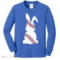Easter Baseball Cute Easter Bunny With Baseball Easter Cool Gift Kids Long Sleeve Shirt thumb 0