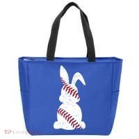 Easter Baseball Cute Easter Bunny With Baseball Easter Cool Gift Tote Bag thumb 0