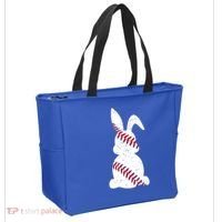 Easter Baseball Cute Easter Bunny With Baseball Easter Cool Gift Tote Bag thumb 2
