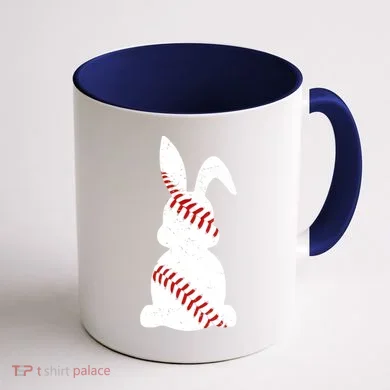 Easter Baseball Cute Easter Bunny With Baseball Easter Cool Gift Coffee Mug back