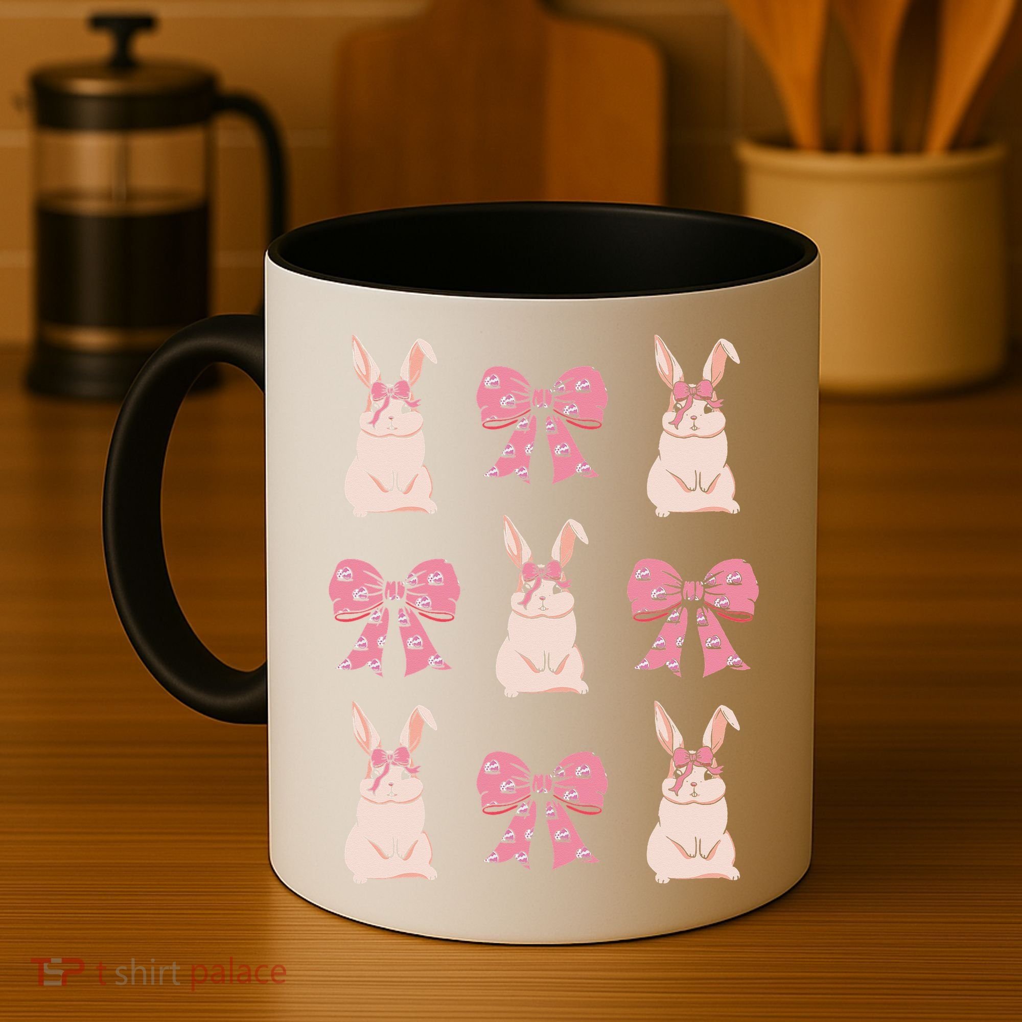 Easter Bunny Coquette Bow Ribbon Rabbit Lover Gift Coffee Mug