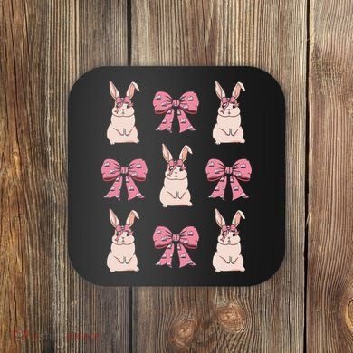 Easter Bunny Coquette Bow Ribbon Rabbit Lover Gift Coaster