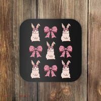 Easter Bunny Coquette Bow Ribbon Rabbit Lover Gift Coaster thumb 0