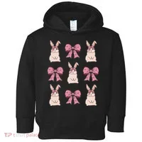 Easter Bunny Coquette Bow Ribbon Rabbit Lover Gift Toddler Hoodie thumb 0