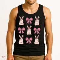 Easter Bunny Coquette Bow Ribbon Rabbit Lover Gift Tank Top thumb 3