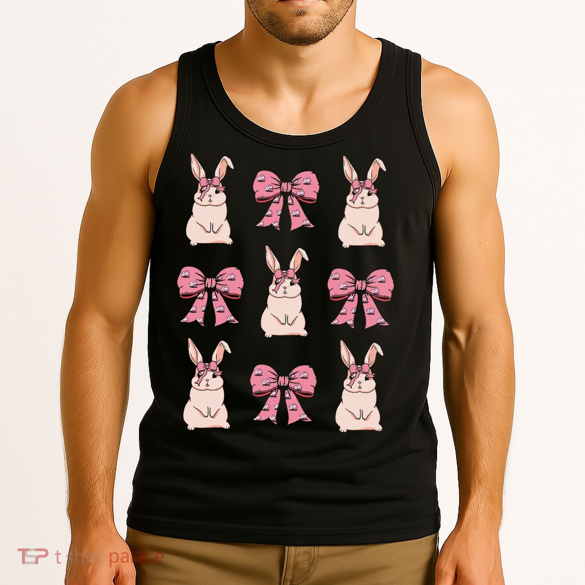 Easter Bunny Coquette Bow Ribbon Rabbit Lover Gift Tank Top