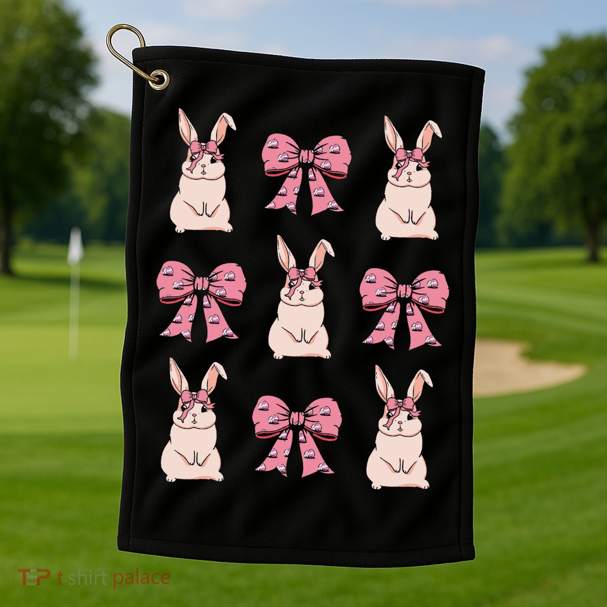 Easter Bunny Coquette Bow Ribbon Rabbit Lover Gift Golf Towel