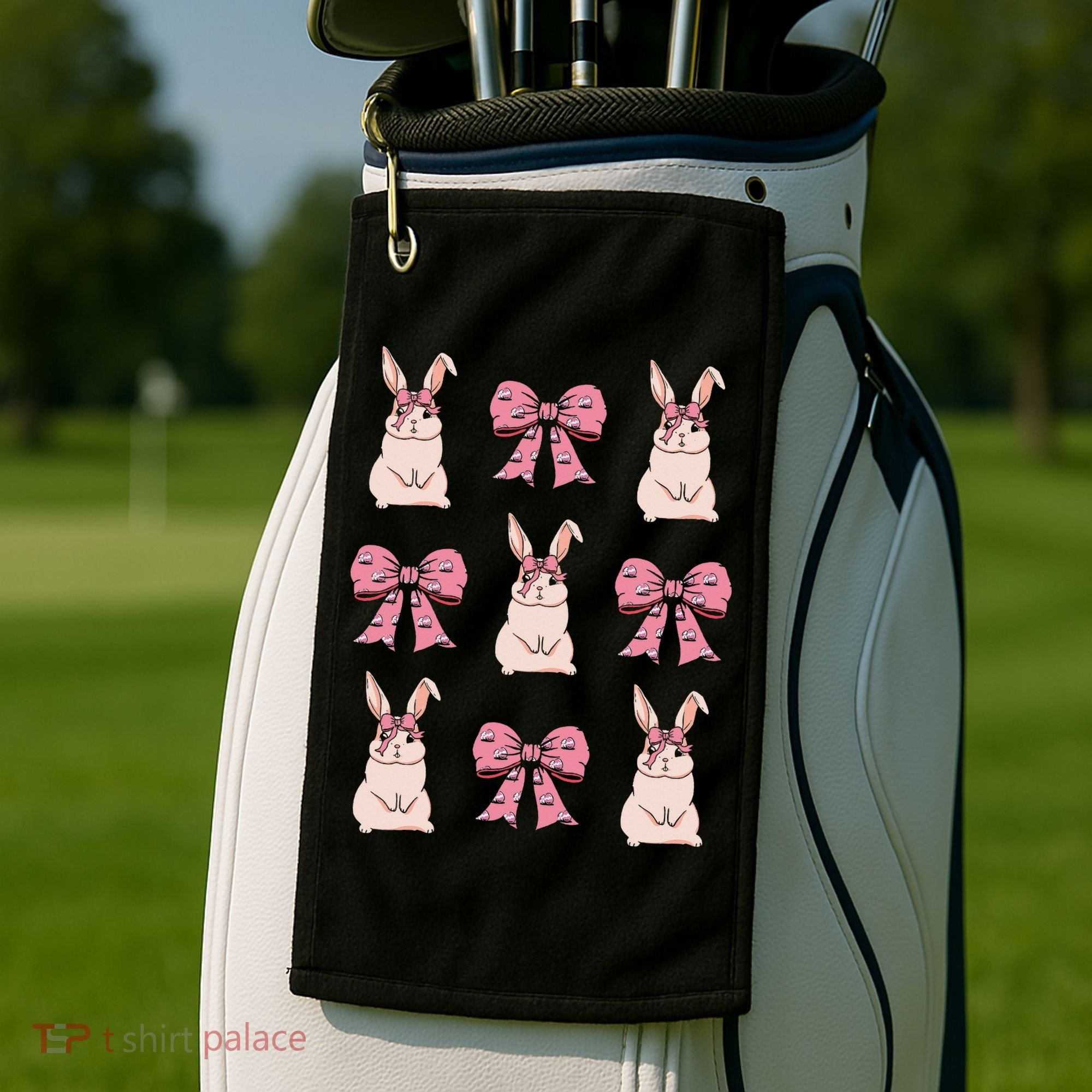 Easter Bunny Coquette Bow Ribbon Rabbit Lover Gift Golf Towel